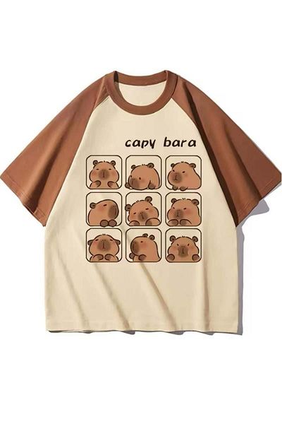 Köstebek Μπλουζάκι Unisex καφέ Raglan Capy Bara Cute Faces