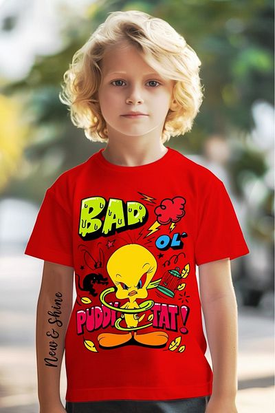New Shine In Cart 6 and Above Purchases Get 1 T-Shirt as a Gift - Tweety Printed Oversized Children's T-Shirt