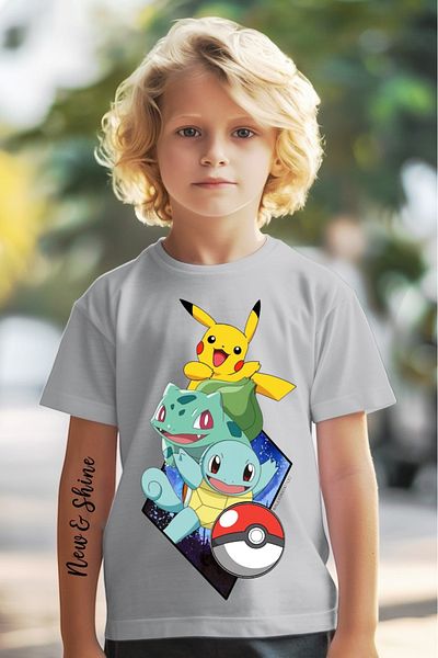 New Shine 1 tricou este un cadou pentru achiziții de 6 și peste în coș - Tricou pentru copii supradimensionat cu imprimeu Pokemon