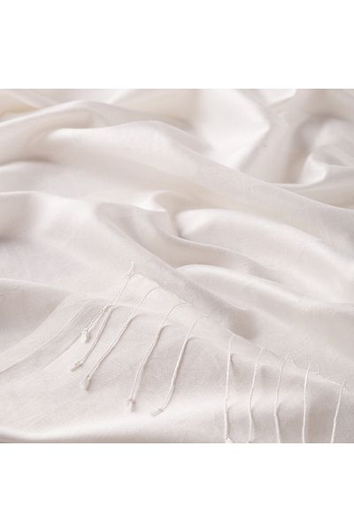 ipekevi Pearl White Mono Shutter Silk Shawl