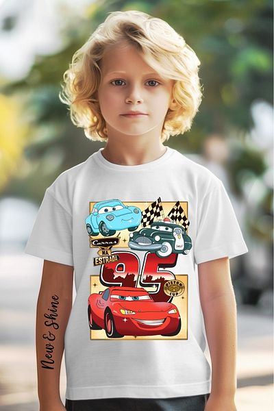 New Shine Αυτοκίνητα Lightning McQueen ΕΚΤΥΠΩΜΕΝΟ ΠΑΙΔΙΚΟ ΜΠΛΟΥΖΑ ΜΕΓΕΘΟΣ