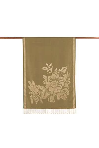 ipekevi Μεταξωτό σάλι με μοτίβο κήπου χρώματος πράσινου χρώματος χέννας