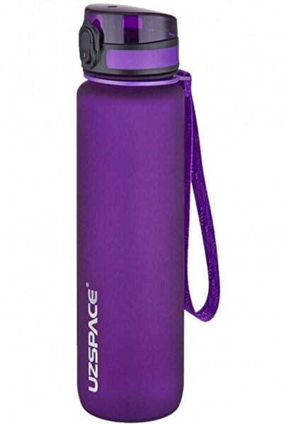 Uzspace زجاجة مياه تريتان كبيرة الحجم 28 سم 1000 مل 1 لتر أرجواني 14 لون فيفتي فيفتي سوفت تاتش