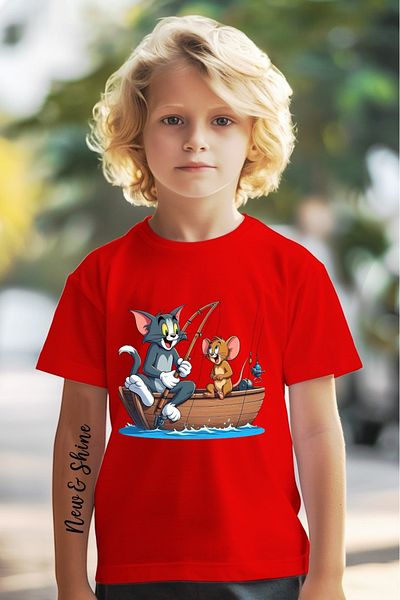 New Shine Tom and Jerry Printed Oversized Children's T-Shirt