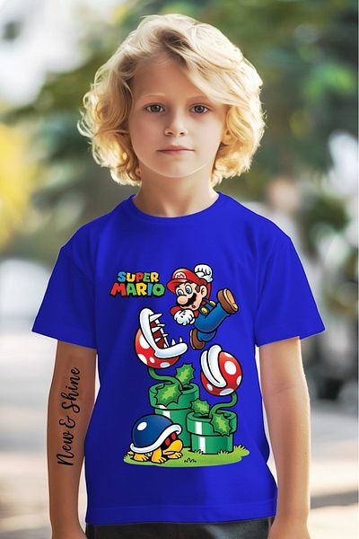 New Shine 1 tricou este un cadou pentru achiziții de 6 și peste în coș - Tricou pentru copii oversize cu imprimeu Mario