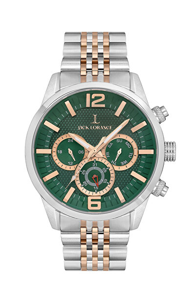 JACK LORANCE Jls0313904 Green & Silver & Rose Steel Men's Watch
