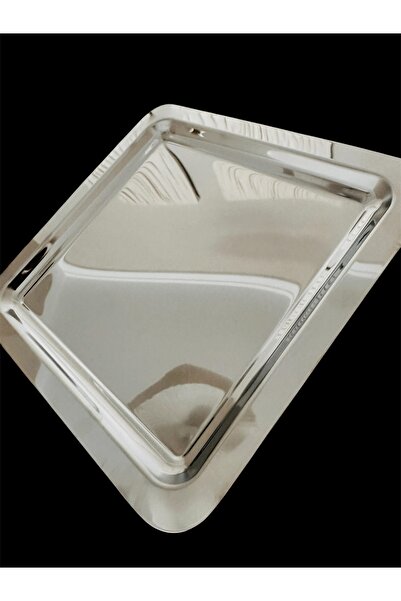 SEVA ÇELİK 6 Adet Kare Paslanmaz Metal Renk Kahve -servis- Sunum Tepsisi 21x21cm