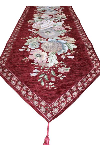 Believe Kinay Jacquard Woven Tapete Decorative Runner 30*130 Bordo