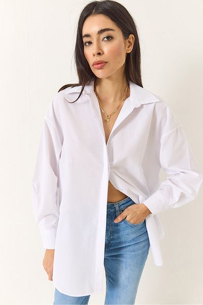 Bianco Lucci Women's Oversize Terycoton Poplin Shirt 34225 60284043