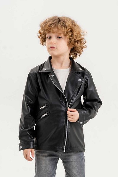 Gold Class Zippered Boy's Leather Jacket 23024