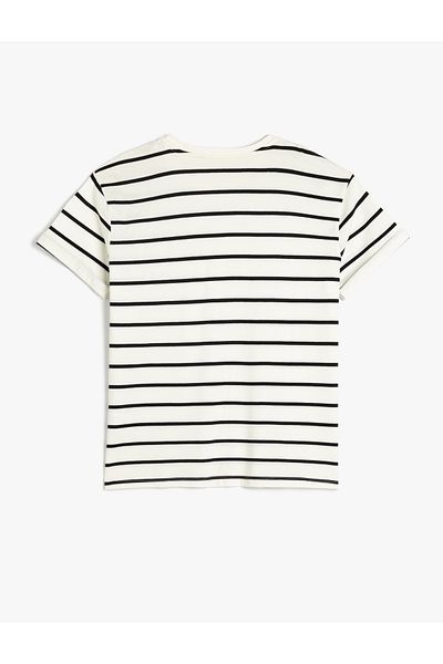 Koton Tricou din bumbac cu mânecă scurtă cu decolteu