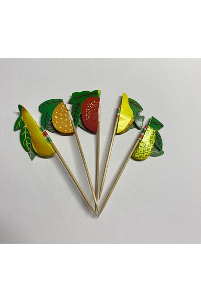 KENT Colorful 25 Pieces Fruit, Party, Presentation, Celebration and Birthday Cake Toothpicks