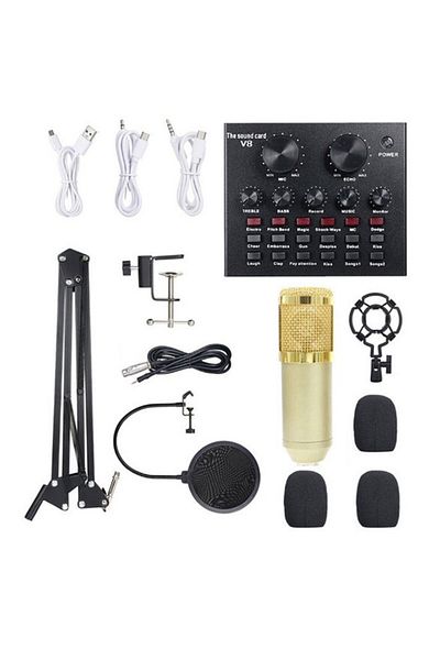 COOYA 13-Piece Multi-Functional Live Sound Card Set, Black/White/Gold