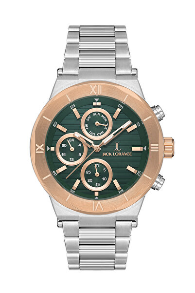 JACK LORANCE Jls0332201 Green & Silver & Rose Steel Men's Watch