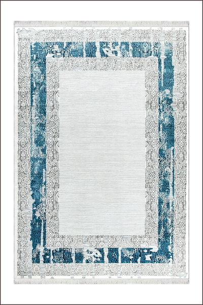 CENTER AVM Mavi Mutfak Halısı Makinede Yıkanabilir Halı Kaymaz Taban Halı