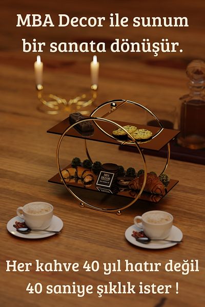 mba decor metal bending art Round Gold Mirrored Coffee Side Presentation Gift Decoration Treat Organizer MDF Wooden 26cm