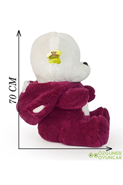 Özgüner Oyuncak "70 cm Hooded Sleepy Plush Teddy Bear - Your Soft and Cute Companion"