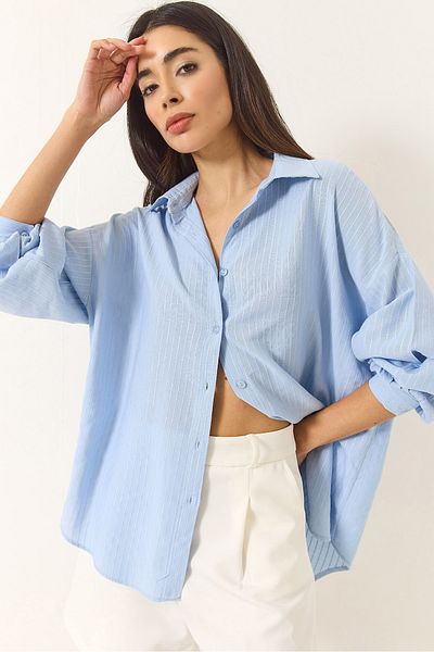 Bianco Lucci Jacquard-Leinenhemd für Damen60171028