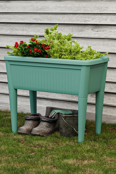 ToXA 60 Litre Yeşil Bahçe Balkon Kapıönü Duvar Çit Saksısı Ayaklı Plastik Saksı