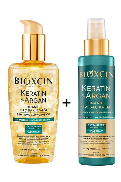 Bioxcin Keratin Argan Hair Care Oil 150ml + Keratin Argan Liquid Conditioner 150ml