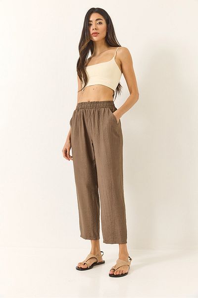 Bianco Lucci Damen-Hose mit elastischem Bund und Taschendetail, schmaler Karottenschnitt, 3876 60281040