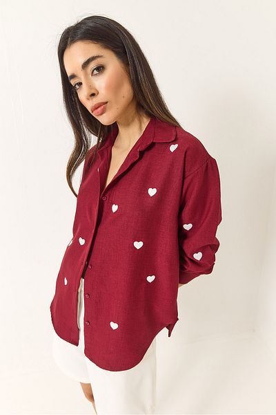 Bianco Lucci Damen-Hemd in Übergröße mit Herz-Stickerei 60251090