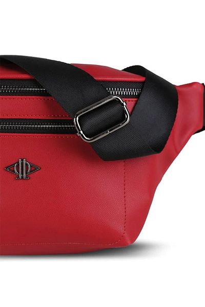 dellel Dellel Red Waist Bag, Printed Vegan Leather, Adjustable Strap, Multi-Zipper Fanny Pack for Women&Men