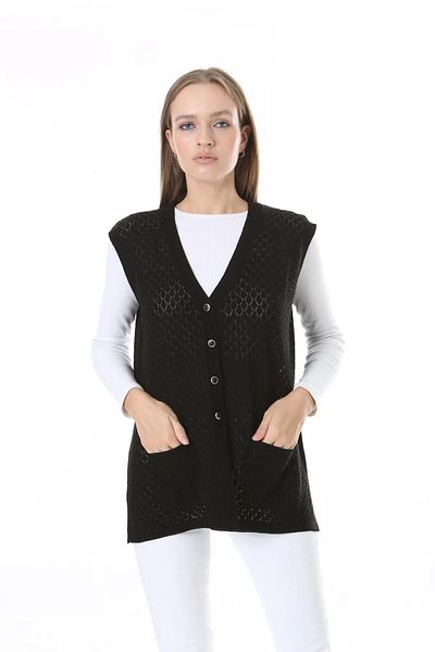 nacar çarşı Women's Seasonal Knitwear Perforated Mercerized Vest - Mother's Vest - Stylish and Comfortable Fit