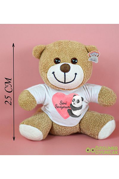 Özgüner Oyuncak Wonderful Plush 25 cm Flower Bear with I Love You Written
