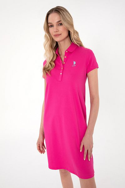 U.S. Polo Assn. Γυναικείο Φούξια Polo Neck Mini Size Πλεκτό Φόρεμα 50280038-vr023
