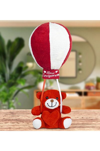 ÖZGÜNER Teddy Bear with Flying Balloons
