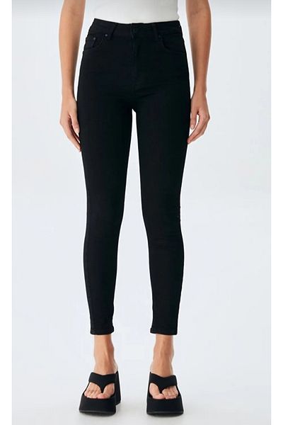 AKŞEN GİYİM Women's High Waist Lycra Cotton Linen Jean Pants