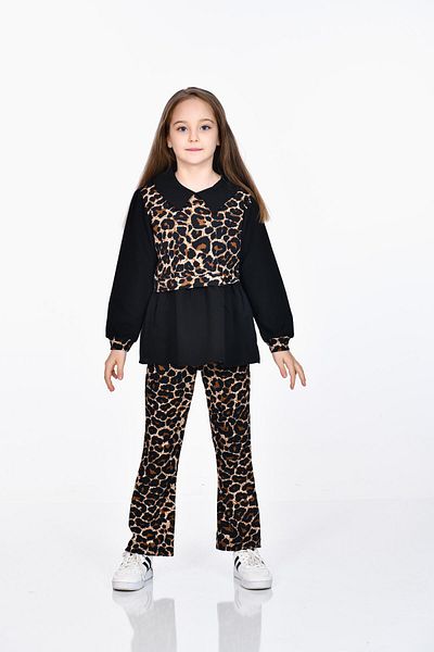 Kamex Set cu guler cu model leopard