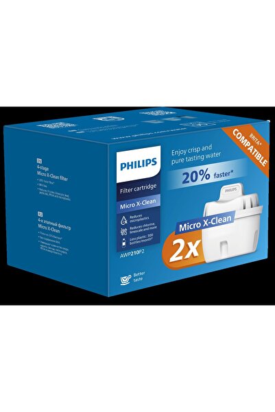 Philips 2'li Su Arıtma Sürahisi Filtresi Micro X-clean Awp210P2