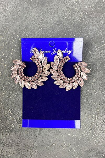 Hayalperest boncuk Mekik Hera Yaprak Desen Taşlı Abiye Küpe