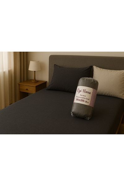 OGİ HOME Ogi Home 160X200 cm Double Fitted Sheet – Cotton– Dusty Rose, Gray, White, Anthracite Etc.