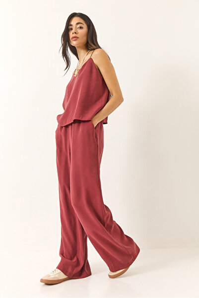 Bianco Lucci Women's Strappy Woven Modal Blouse Pants Top and Bottom Set 9298 60281024