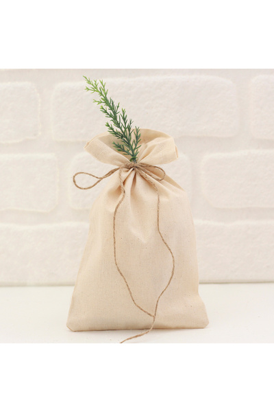 Bimotif 5 Plain Cream Raw Cloth Fabric Pouches in 15X25 cm Size