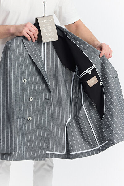 Frappoli Ανδρικό μαύρο διπλό στήθος Vitao Half Ast Slim Fit Sports Blazer