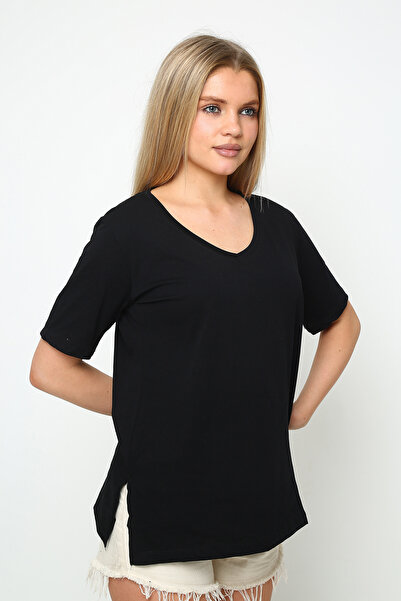 Oasis Super Quality V-Neck Regular Fit Basic Tunic with Side Slits