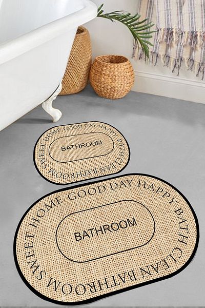 Chilai Home Μπεζ Σετ 2 Χαλάκια Μπάνιου Baindos, Αντιολισθητική Βάση Djtbanyo