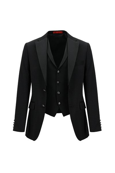 Kiğılı Mono Collar Slim Fit Tuxedo with Vest - Groom Suit