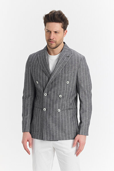 Frappoli Ανδρικό μαύρο διπλό στήθος Vitao Half Ast Slim Fit Sports Blazer