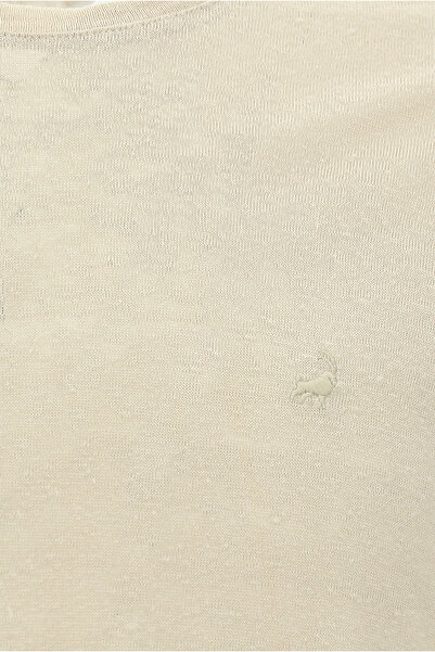 Abdullah Kiğılı Λεπτομερές λινό μπλουζάκι με λαιμόκοψη με κέντημα - κανονική εφαρμογή