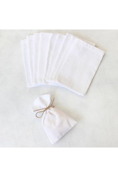 Bimotif Plain White Raw Cloth Fabric Pouch, 25X40 cm 10 Pcs