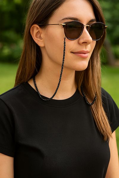 Arma House Women's Glasses Chain - Black Crystal