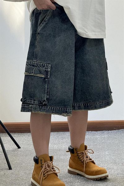 Karakedi Blue Bermuda Cargo Pocket Denim Shorts