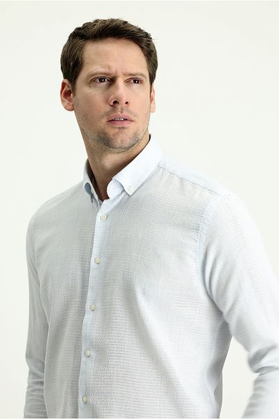 Kiğılı Cămașă sport cu guler cu nasturi din bumbac, cu mânecă lungă, slim fit
