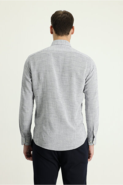 Kiğılı Long Sleeve Slim Fit Slim Fit Linen Look Cotton Sports Button Collar Shirt