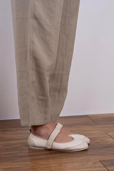 sovrana Real Leather Stretch Women's Shoes Beige